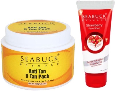 Seabuck Essence Strawberry For Daily Use Face Wash and Anti Tan and D Tan Face Pack(2 Items in the set)
