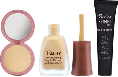 Dazller Face Makeup Essentials - Honey R32 - Foundation,12ml + Compact,9g + Primer,10g(3 Items in the set)