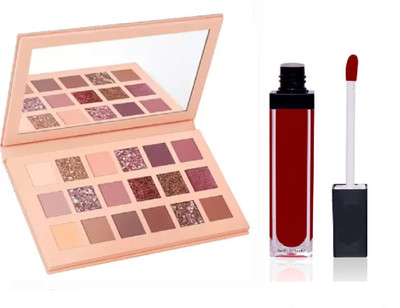 Zailie 18 color Eyeshadow Platte 18 g (Multicolor) With Maroon Liquid Lipstick(2 Items in the set)