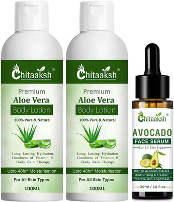 CHITAAKSH Aloe Vera Body Lotion And Avocado Face Serum(3 Items in the set)