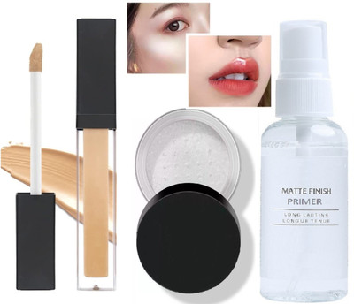 Latixmat PRO GEL BASE FACE PRIMER , LOOSE POWDER HIGHLIGHTER & CONCEALER CORRECTOR MAKEUP COMBO(3 Items in the set)