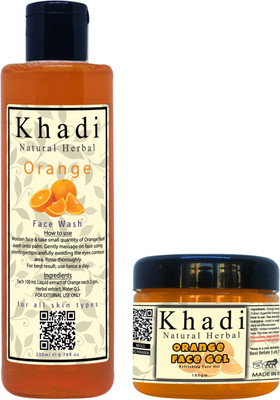 khadi natural herbal Refreshing Orange Face Gel Moisturiser 180 Gm and Orange Face Wash 200 ml(2 Items in the set)
