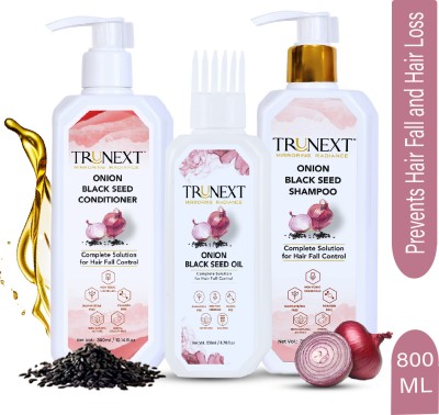 TRUNEXT AntiHair Fall Range With Onion Oil + Onion Shampoo + Onion Conditioner for Hair Fall Control - Haircare Kit-Haircare Combo(3 Items in the set)