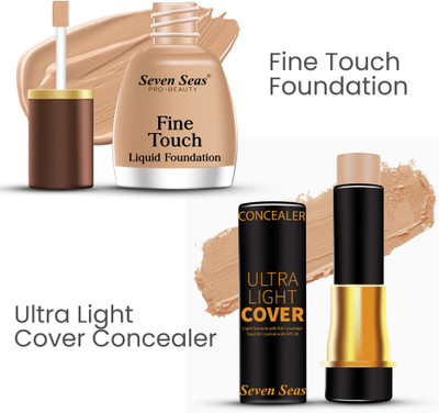 Seven Seas HD Pro Ultra Light Cover Concealer Stick With Fine Touch Liquid Foundation(2 Items in the set)