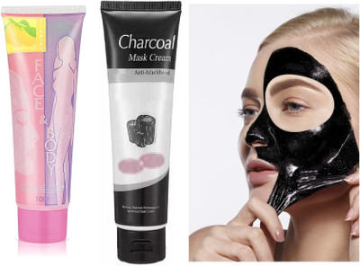 AMOSFIA hd Face and Body Scrub and Charcoal face pack For Man and Woman -Pack 2 Scrub(2 Items in the set)