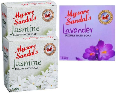 Mysore Sandal's Jasmine and Lavender Soap 150g Each Pack(3 Items in the set)