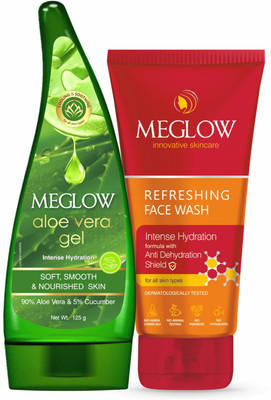 meglow Aloe Vera Gel 125g + Refreshing Facewash 70g - Hydrating & Revitalizing Skin Care Combo(2 Items in the set) meglow Aloe Vera Gel 125g + Refreshing Facewash 70g - Hydrating & Revitalizing Skin Care Combo(2 Items in the set)