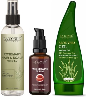 La'Conde Rosemary Hair Spray 100ml, Face Glowing Serum 30ml & Aloe Vera Gel 130ml(3 Items in the set)