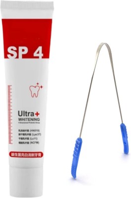 Bingeable Sp-4 Ultra Whitening Toothpaste Natural & Effective Teeth Whitening Solution 30Gram + Clean Comfort Pack of 1 Tongue Cleaner(2 Items in the set)