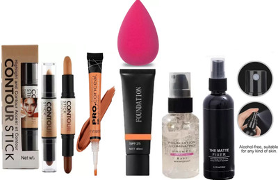SHEFFO Makeup Primer Base Waterproof With Matte Fixer Makeup Spray & HD PRO Conce(6 Items in the set)