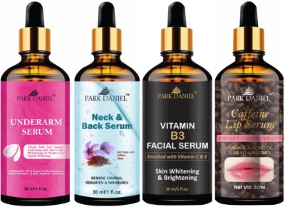 PARK DANIEL Vitamin B3 Serum & Caffeine Lip & Under Arm Serum & Neck-Back Serum (Each, 30ml)(4 Items in the set)