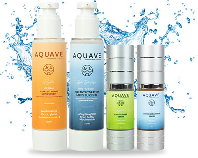 AQUAVE SPF 50 PA+ Ultralight Sunscreen(100ml), Anti-Aging Serum(30ml), Hyperpigmentation Serum(30ml), Rich Algae Moisturizer(100ml)(4 Items in the set)