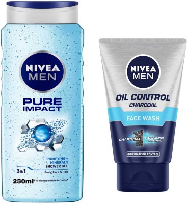 NIVEA Pure Impact 250ml SG Oil Control Charcoal 100ml FW(2 Items in the set)