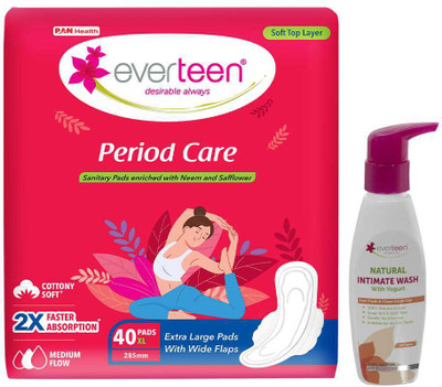 everteen everteen Period Care XL Soft 40 Pads and Yogurt Intimate Wash 105ml(2 Items in the set)