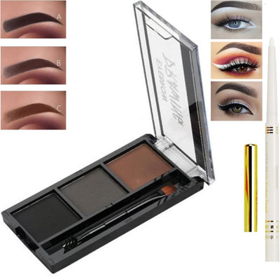Facejewel Eyebrow Powder Enhancer Palette With Soft White Kajal(2 Items in the set)