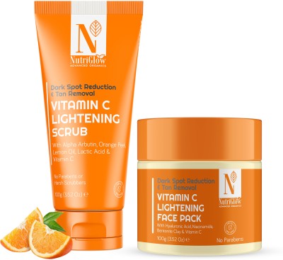 Nutriglow Advanced Organics Vitamin C Facial Scrub (100gm) Vitamin C Face Pack (100gm) for Hydrated Skin(2 Items in the set)