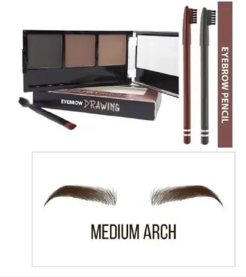 Arcanuy Eyebrow enhancer powder palette with brush & Eyebrow Pencil Grey Brow Combo(3 Items in the set)
