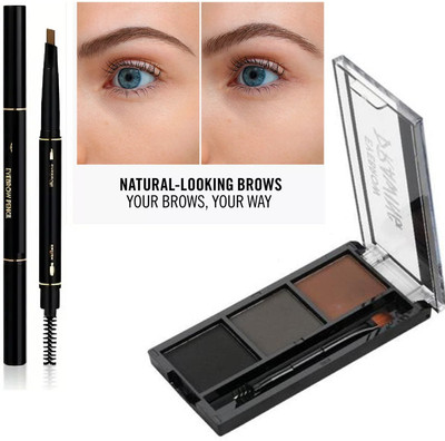 Facejewel Eyebrow Enhancer Palette 3 Color WIth Brush & 3D Eyebrow Pencil(2 Items in the set)