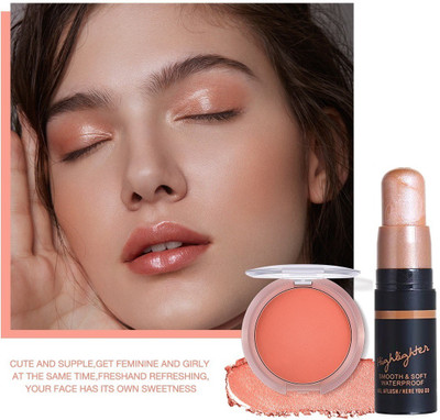 THTC Face Blusher | Flush Of Love & stick shimmer highlighter(2 Items in the set)