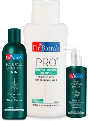 Dr Batra's Hair Vitalizing Serum 125 ml, Pro+ Intense Volume Shampoo - 500 ml and Hair Fall Control Oil- 200 ml         (3 Items in the set)