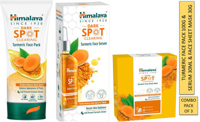HIMALAYA Dark spot clearing turmeric face pack 100g & face serum 30ml & face sheet mask (1pc)(3 Items in the set)