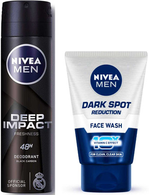 NIVEA DEEP IMPACT DEODRANT SPARY DARK SPOT REDUCTION FACE WASH 100 ML(2 Items in the set)