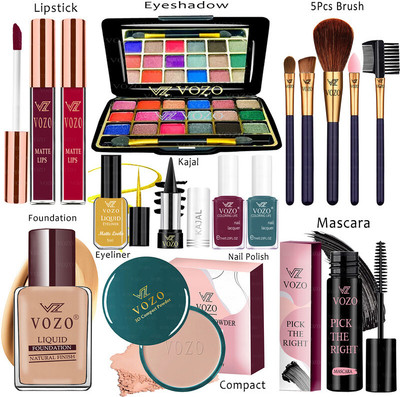 VOZO Makeup Combo Kit One-stop Beauty Package for Beginners and Professionals KT-340(15 Items in the set)