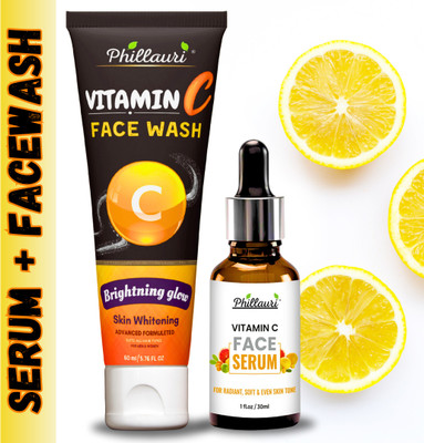 Phillauri Removing Darkspots And Clear Skin Giving Natural Glow Using Vitamin C Face Wash (60ml) & Face Serum(30ml)(1 Items in the set)