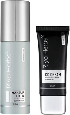 Riyo Herbs Makeup Fixer Dewy Finish With Vitamin E Extracts, 100ml & CC Cream Contains SPF With UVA/UVB Rays, 35g(2 Items in the set)