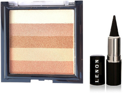Lenon Beauty Professional Makeup Shimmer Brick Highlighter 9 Gm & Black Kajal(2 Items in the set)