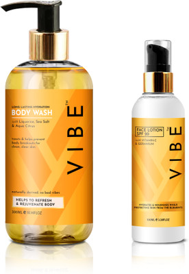 VIBE Refreshing Waves: Invigorating Body Wash and face lotion for men and women(2 Items in the set)