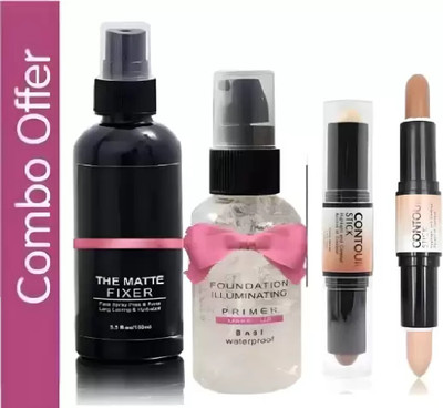 Latixmat Makeup combo set of Fixer primer and highligher contour stick(3 Items in the set)