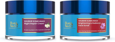 Blue Nectar Kumkumadi Night Cream with Jasmine Oil & Kumkumadi Face Scrub for Glowing Skin(2 Items in the set)
