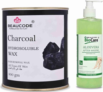 Beaucode Professional Rica Charcoal Hair Removing Wax 800 gm + Aloe Vera After Waxing Gel 500 ml ( Pack of 2 )(2 Items in the set)