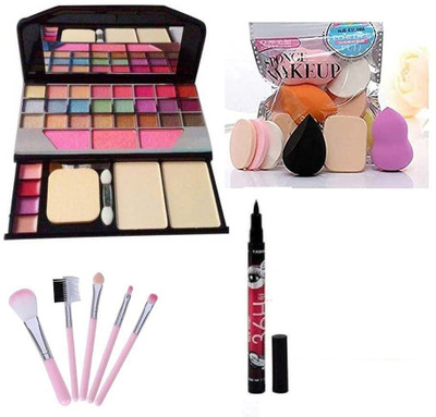 YBN Beauty Makeup Kit + 5 Pcs Brush Set + 36 H Eyeliner + 6 in 1 Makeup Blender (4 Items in the set)(15 Items in the set)