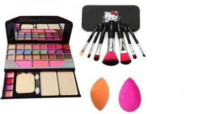 Rsentera Premium Quality makeup kit combo of 6155 makeup kit black with 2 puff(10 Items in the set)
