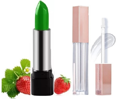 Arcanuy GREEN ALOE LIPSTICK & TRANSPARENT 3D LIP GLOSS(2 Items in the set)