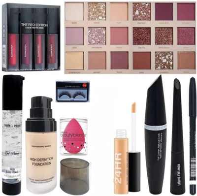 toroka MAKEUP FOR WOMEN LIPSTICK SPRAY PRIMER FOUNDATION FALSE EYELASH CONCLEAR(9 Items in the set)