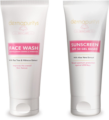 Dermapuritys Derma Puritys Sunscreen SPF 50 gel-based - 100ml | Face wash - 100ml(2 Items in the set)