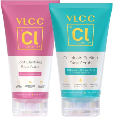 VLCC Clinic Clean & Spotless Glow Combo for Bright Skin - Facewash - 150 ml & Peeling Scrub - 100 g(2 Items in the set)