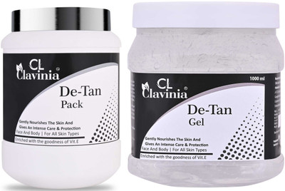 CLAVINIA De-Tan Pack 1000 ml + De-Tan Gel 1000 ml ( Pack Of 2 )(2 Items in the set)