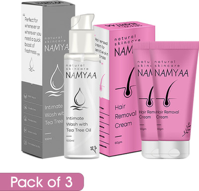 Namyaa Intimate Hygiene Combo - Tea Tree Hygiene Wash 100ml & Hair Removing Cream 120gm(3 Items in the set)