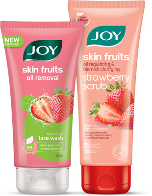 Joy Oil Control Face Care Combo With Strawberry Face Wash 150ml & Scrub 200ml For Oily Skn (Combo Pack)(2 Items in the set)