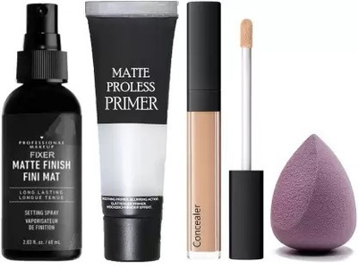 Zailie Makeup kit combo of Face Primer, Concealer, Makeup Fixer and Puff(4 Items in the set)