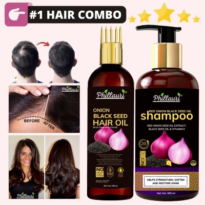 Phillauri Red Onion Black Seed Oil Ultimate Hair Care Kit for Hair Fall Control (Shampoo + Hair Conditioner + Hair Oil)  (2 Items in the set)