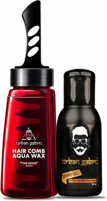 urbangabru Hair Comb Aqua Wax - The Devil Edition - 260 ML & Beard Oil 30 ML - Men's Grooming Combo Kit(2 Items in the set)