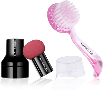MAJESTIQUE Mushroom Head Sponge with Facial Cleansing Brush - Powder Puff for Dual-use(2 Items in the set)