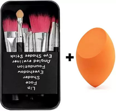 COLOR NEXT Makeup hello-kitty brush set of 7 & Sponge puff blender(8 Items in the set)