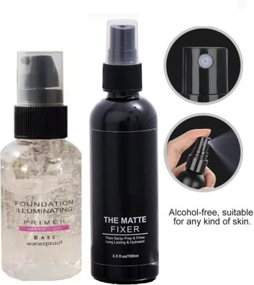 GFSU - GO FOR SOMETHING UNIQUE LONG LASTING BEST FACE PRIMER WITH MATTE FINISH MAKEUP FIXER SPRAY Primer(2 Items in the set)