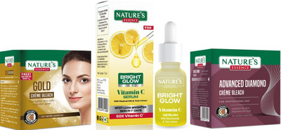 Nature's Gold Cream Bleach (43g) Bright Glow Vitamin C Serum (12ml) Diamond Cream Bleach (43g)(3 Items in the set)